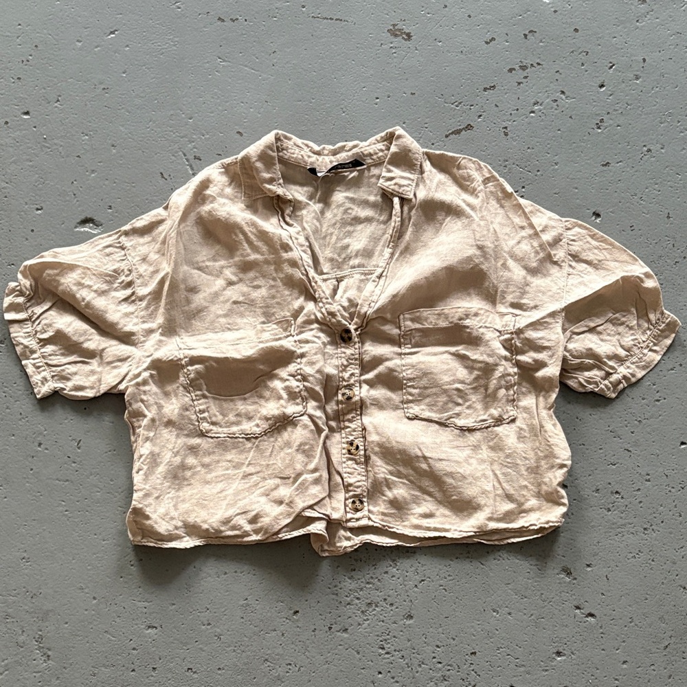 Zara Beige Button Down Shirt